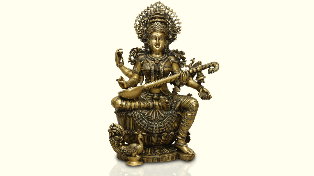 Excusite Brass Sarasvati Sculpture