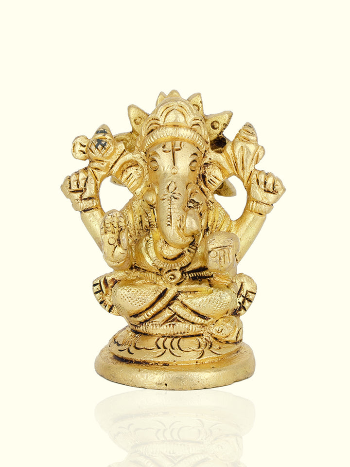 2.5" Brass Round Base Ganesh