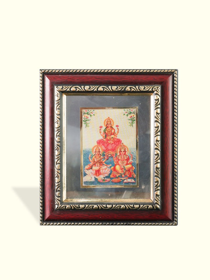 6.75" Lakshmi, Saraswathi & Ganapathy Fancy Photo Frame