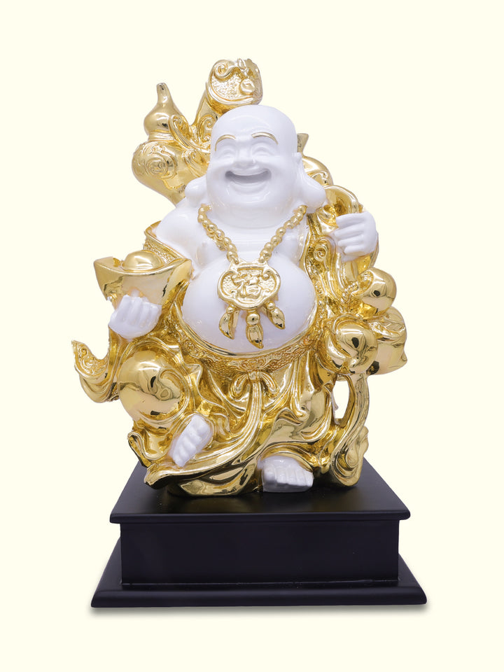 7.5" Laughing Budai in Standing Position (White with Gold Colour)