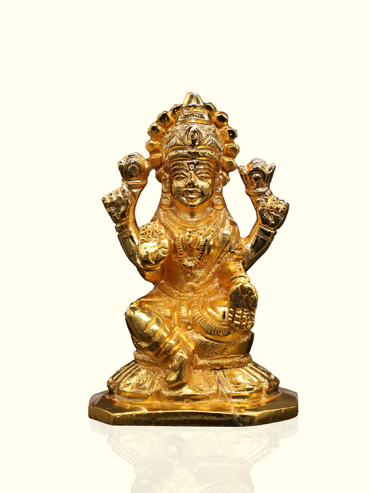 3" Brass Gold D-Base Lakshmi Idol