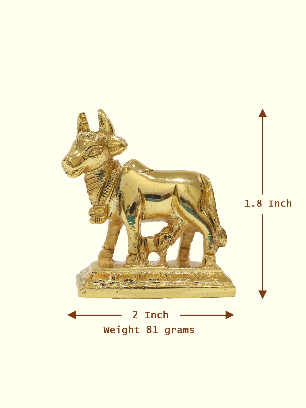 1.8" Brass Gold Square Cow with Calf Idol