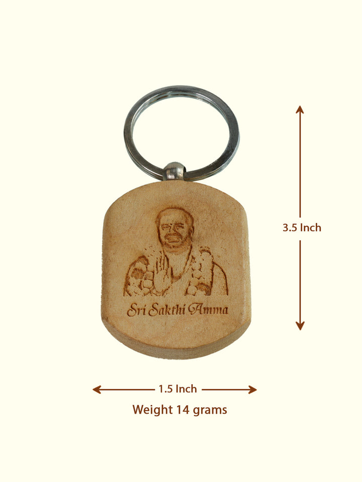 3.5" Sri Sakthi Amma Wooden Key Chain