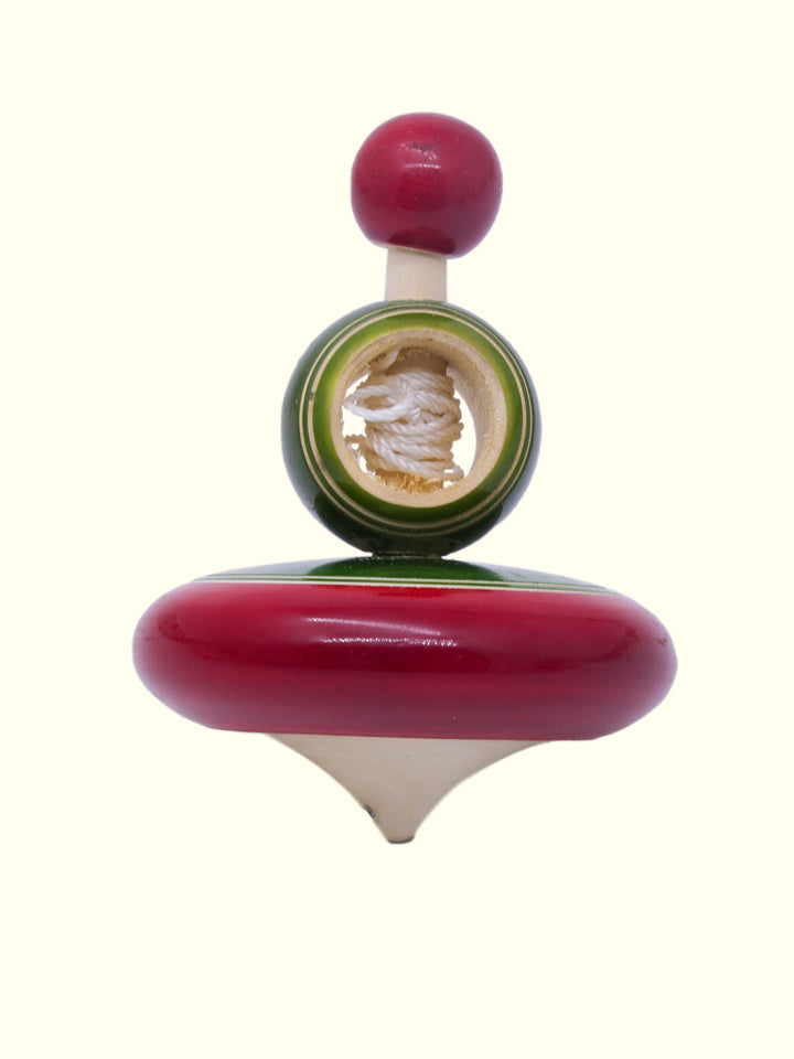 3.5" Wooden Spinning Top Toy with Thread (Bambaram)