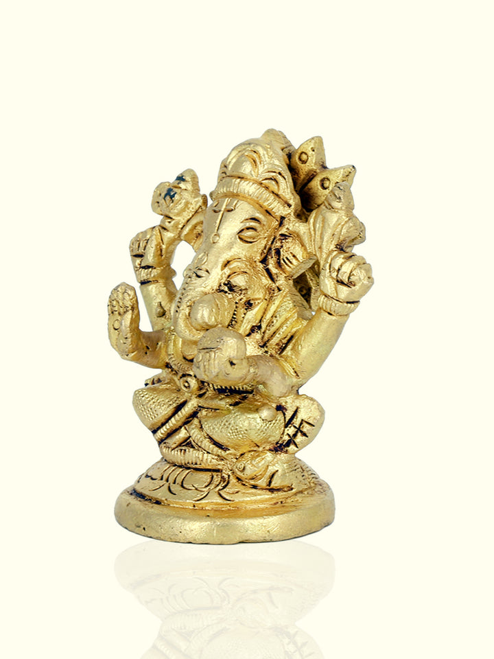 2.5" Brass Round Base Ganesh