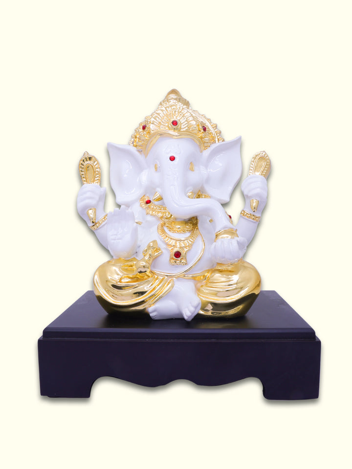 9.5" Ganapathy (White with Gold Colour)