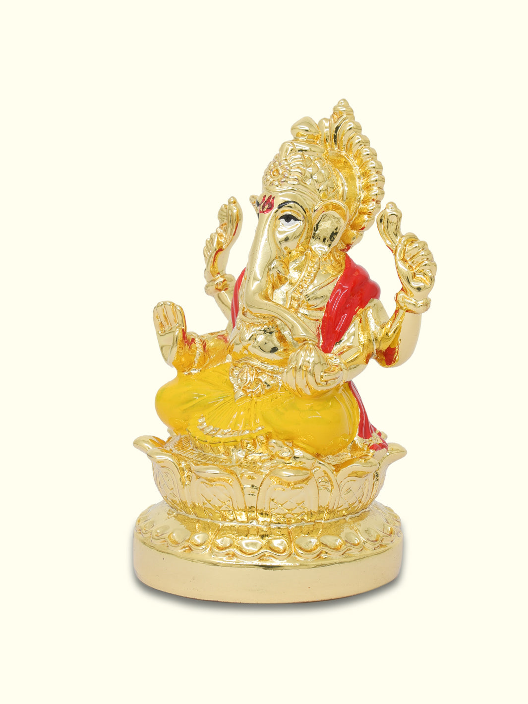 3.5" Ganapathy Sitting on Lotus (Gold Colour)