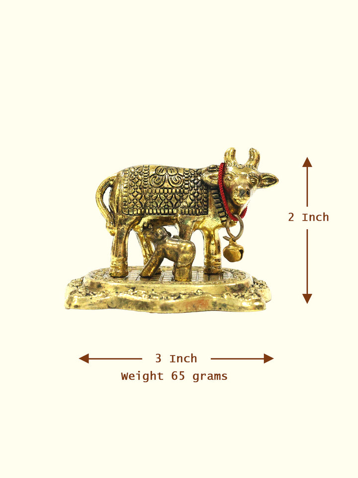 2" Metal Cow with Calf Idol