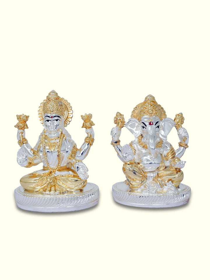 4" Ganapathy and Lakshmi (Gold with Silver Colour)