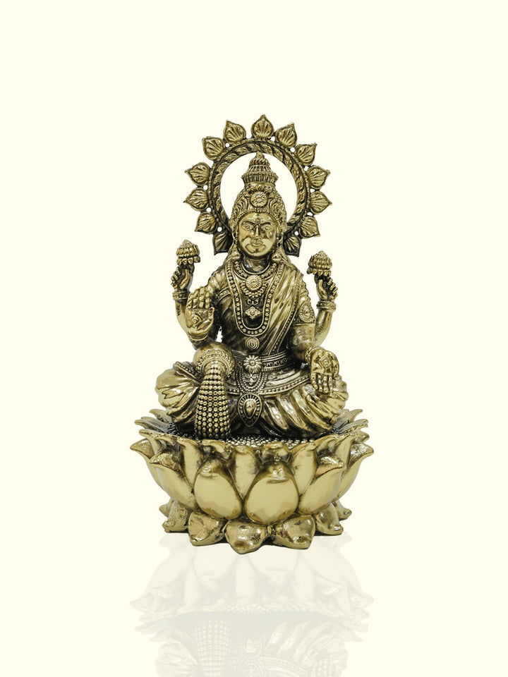 9" Special Antique Lakshmi Devi Idol Sitting on a Lotus