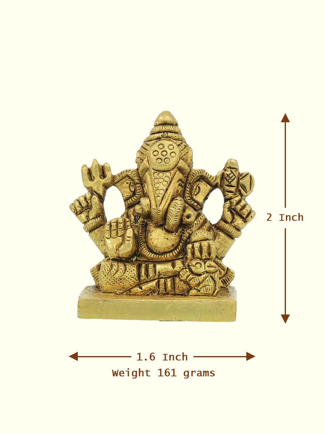 2" Brass Square Base Ganesh Poona