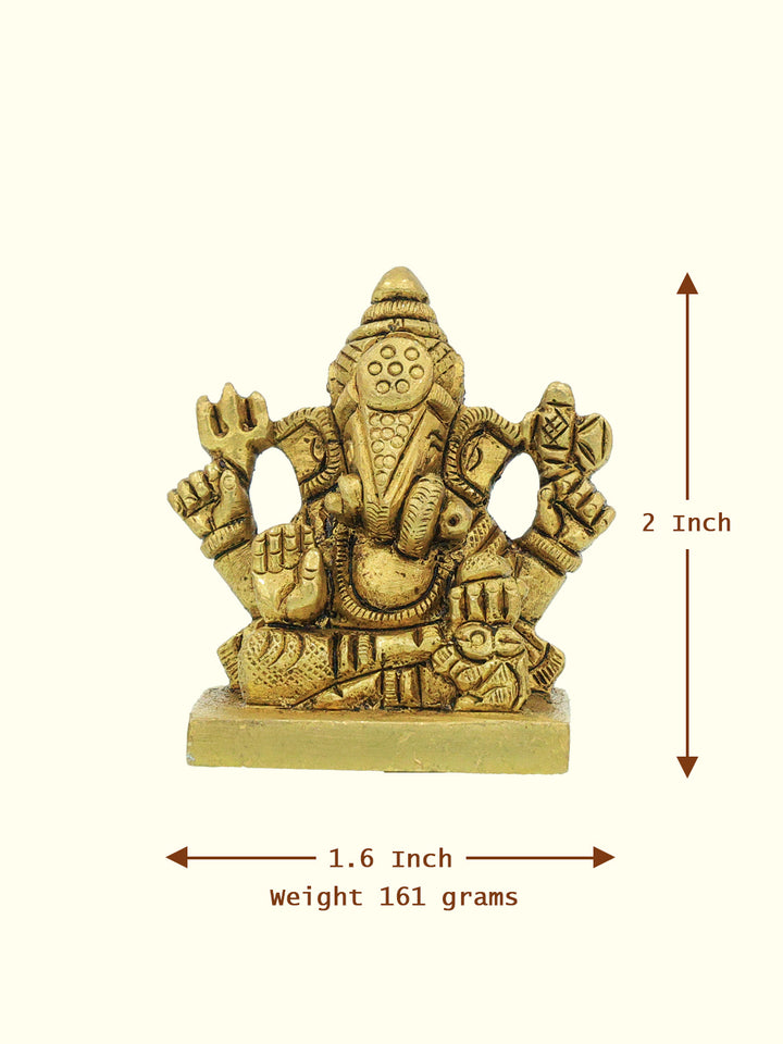 2" Brass Square Base Ganesh Poona