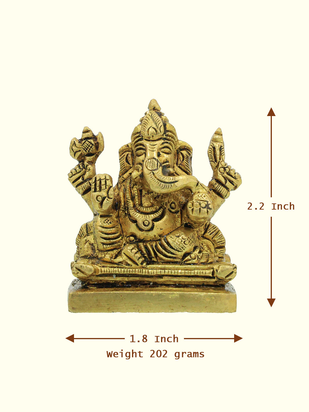 2.2" Brass Ganesh Idol with Square Base