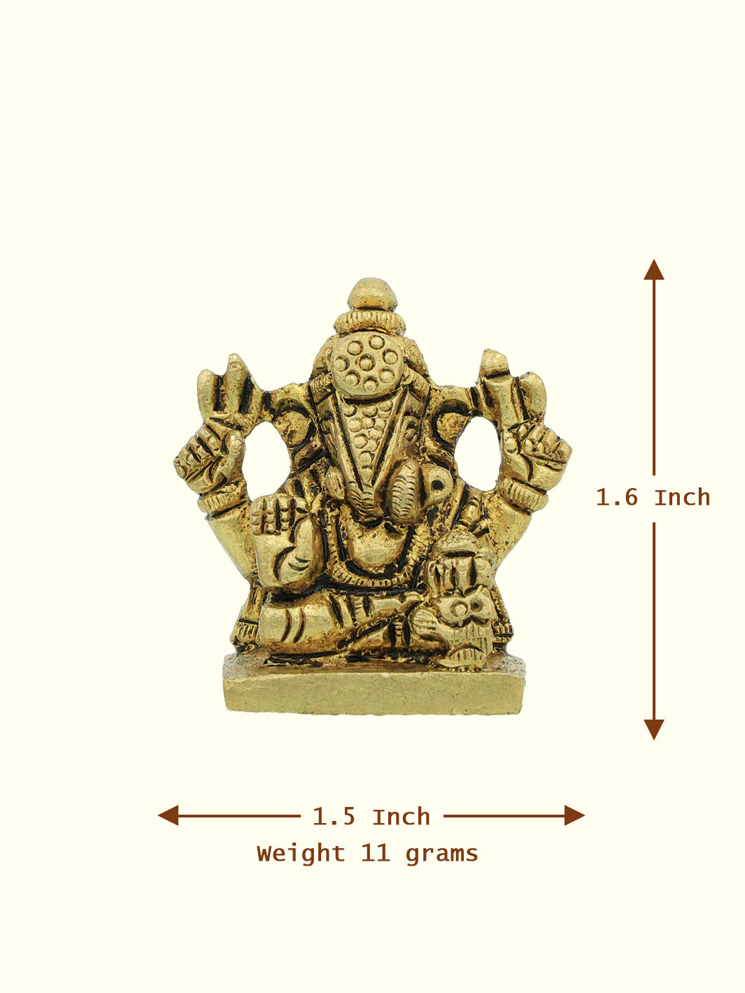 1.6" Brass Square Base Ganesh Poona