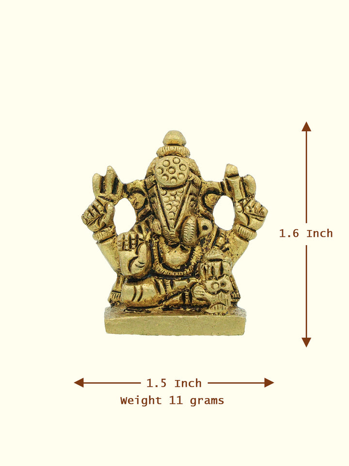 1.6" Brass Square Base Ganesh Poona