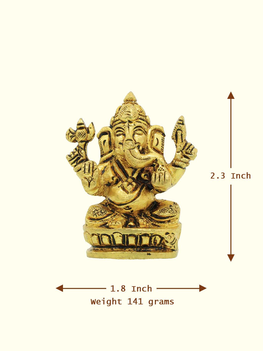 2.3" Brass Ganesh Idol with Oval Base