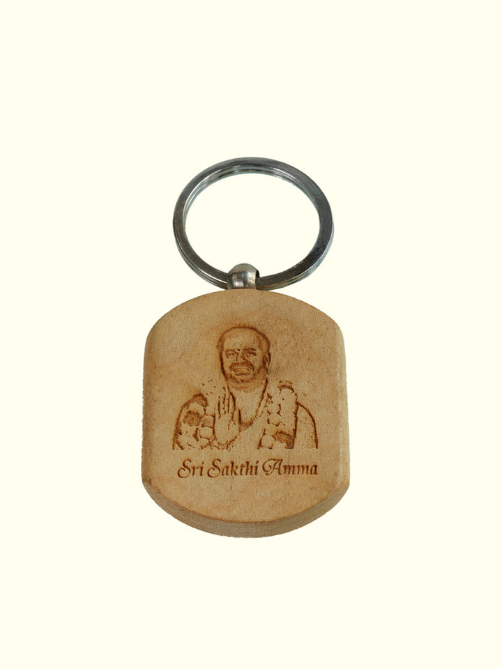 3.5" Sri Sakthi Amma Wooden Key Chain