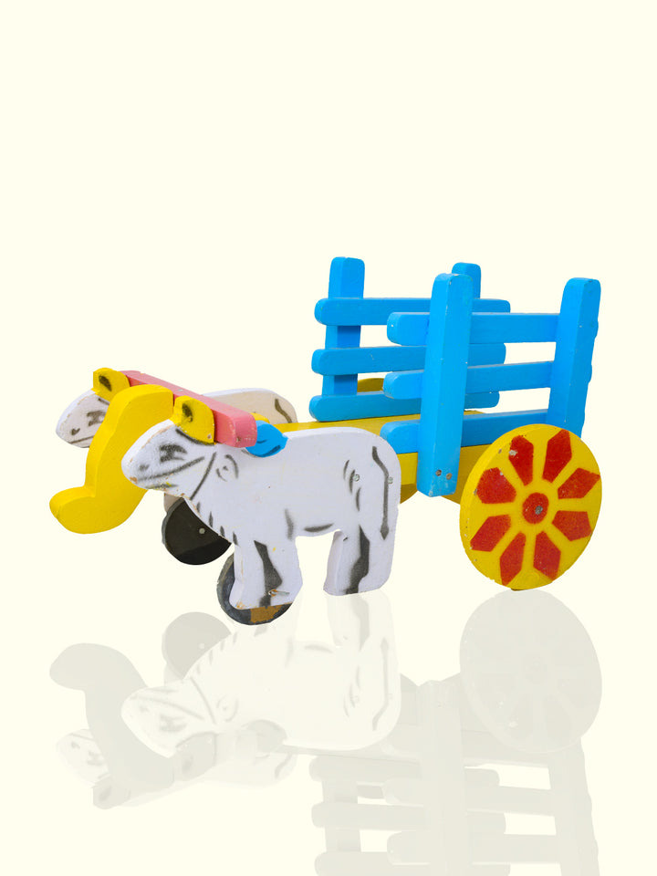 12" Wooden Bullock Cart Toy for Kids and Home Decoration