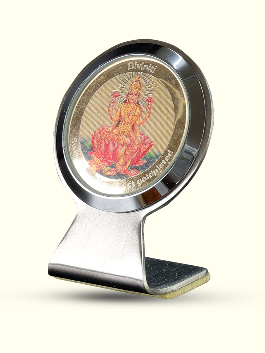 2.25" Dhana Lakshmi for Car Dashboard (Gold Plated Steel Frame)