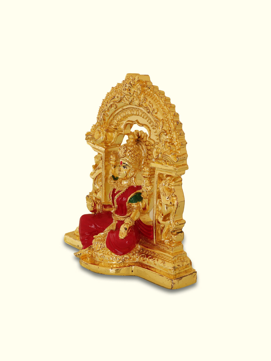 4" Lakshmi with Red Sari and Arch Design