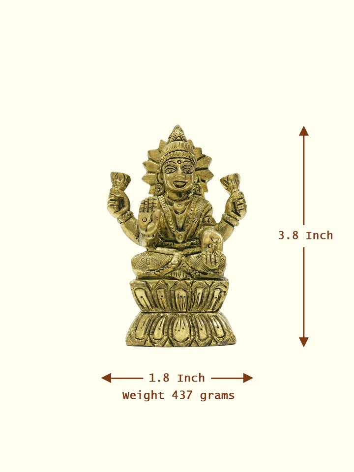 3.8" Brass Antique Square Base Lakshmi Idol