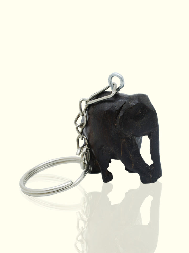 3.75" Wooden Elephant Keychain (Black Colour)