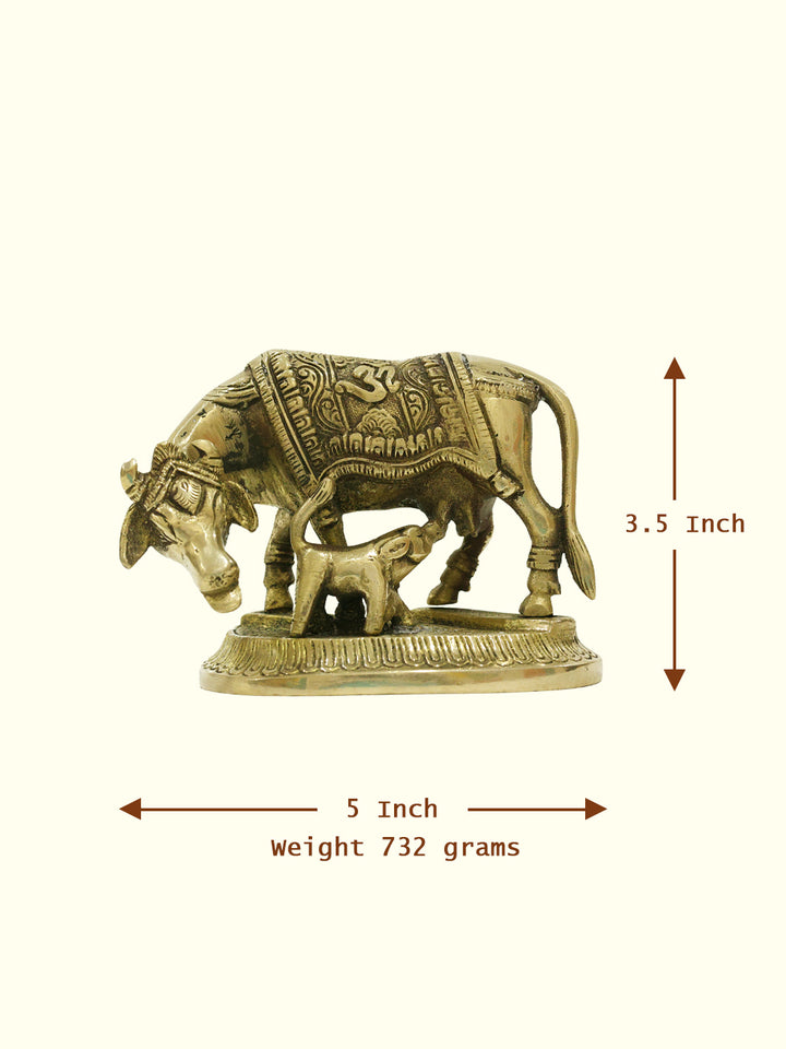 3.5" Brass Cow with Calf Idol