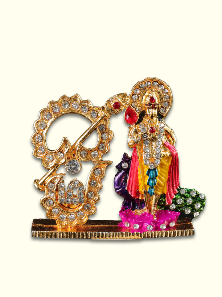 2" OM Murugan Idol with Peacock for Car Dashboard & Table Décor