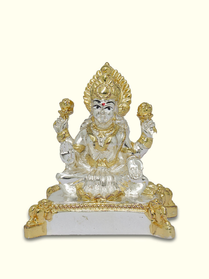 2.25" Lakshmi Sitting on Throne (Gold with Silver Colour)