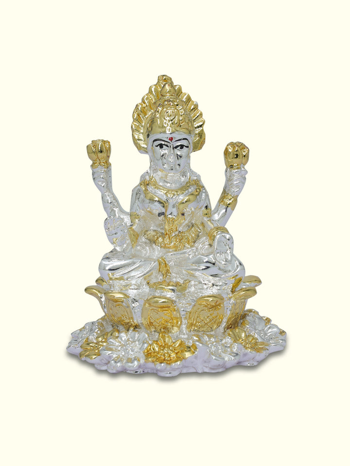 3" Lakshmi Sitting on lotus (Silver with Gold Colour)