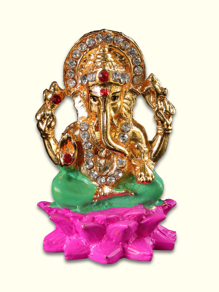 2.25" Ganapathy on Lotus for Car Dashboard & Table Décor