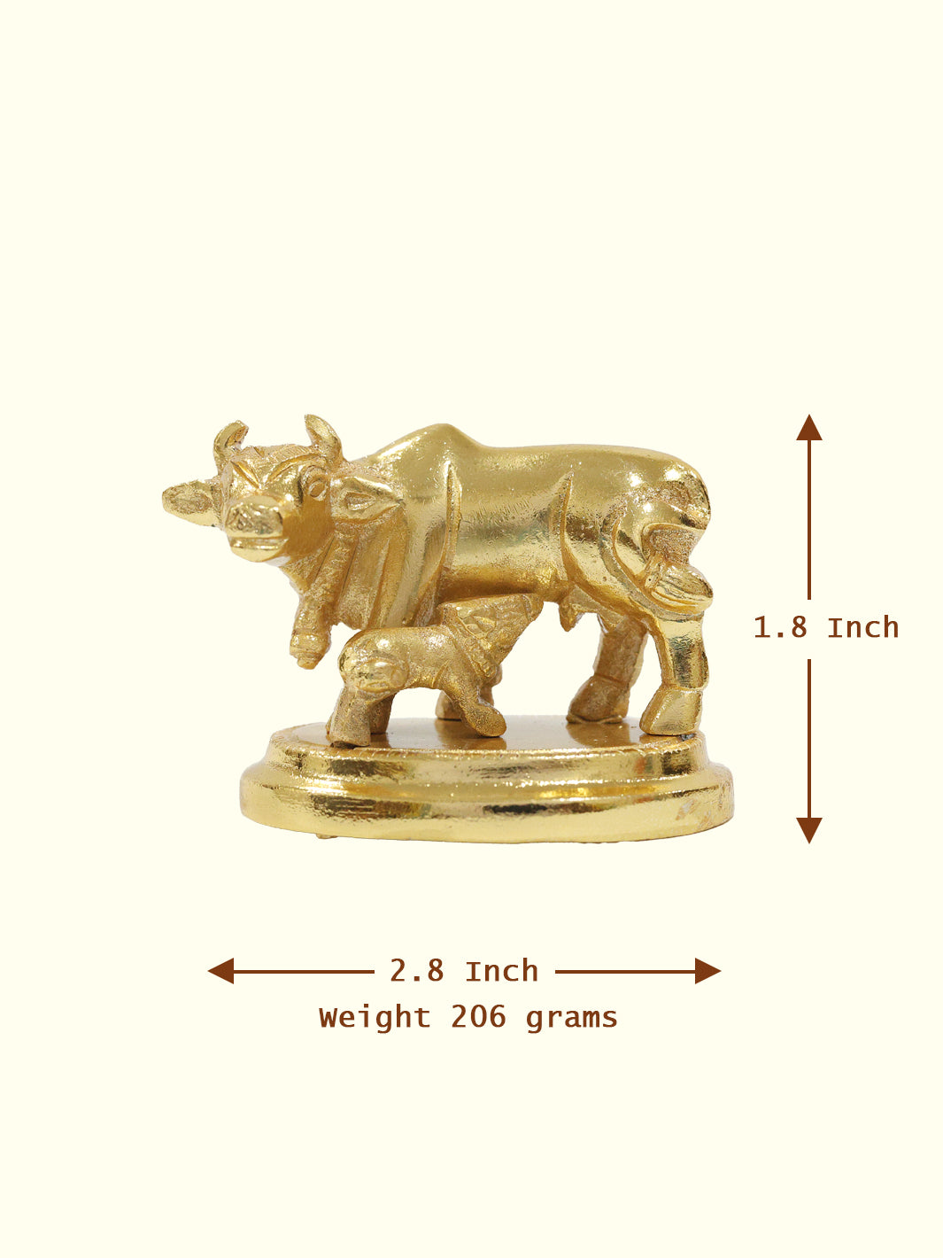 1.8" Brass Gold Cow with Calf Idol