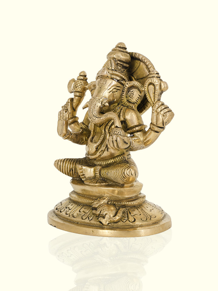 6” Majestic Brass Oval Lotus Base Ganesh