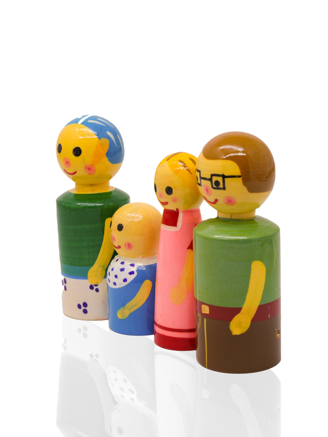 4" Wooden Peg Dolls (Family Set) for Kids and Home Decor