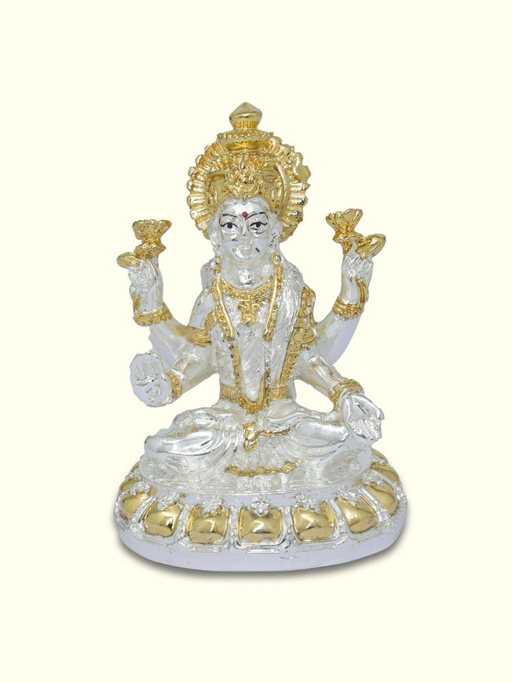 3.75" Lakshmi Sitting on Throne (Silver with Gold Colour)