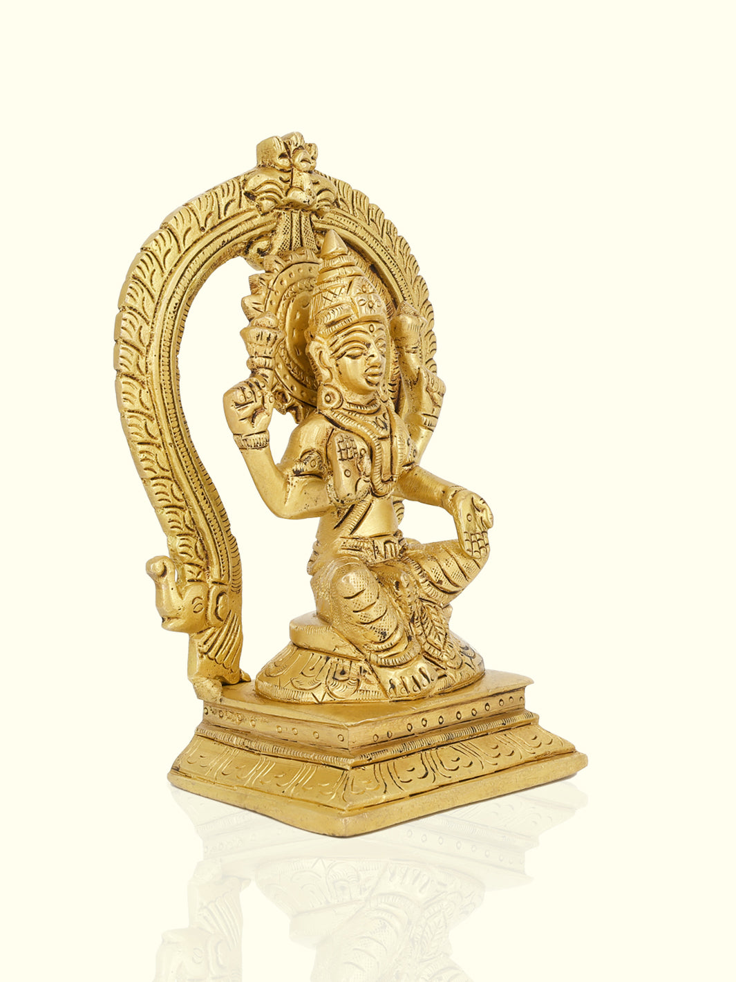 6” Brass Yellow Antique Arch Lakshmi Idol