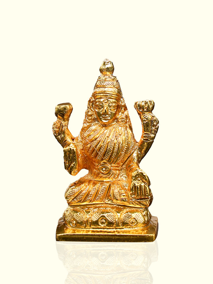 2.4" Brass Gold Lakshmi Idol