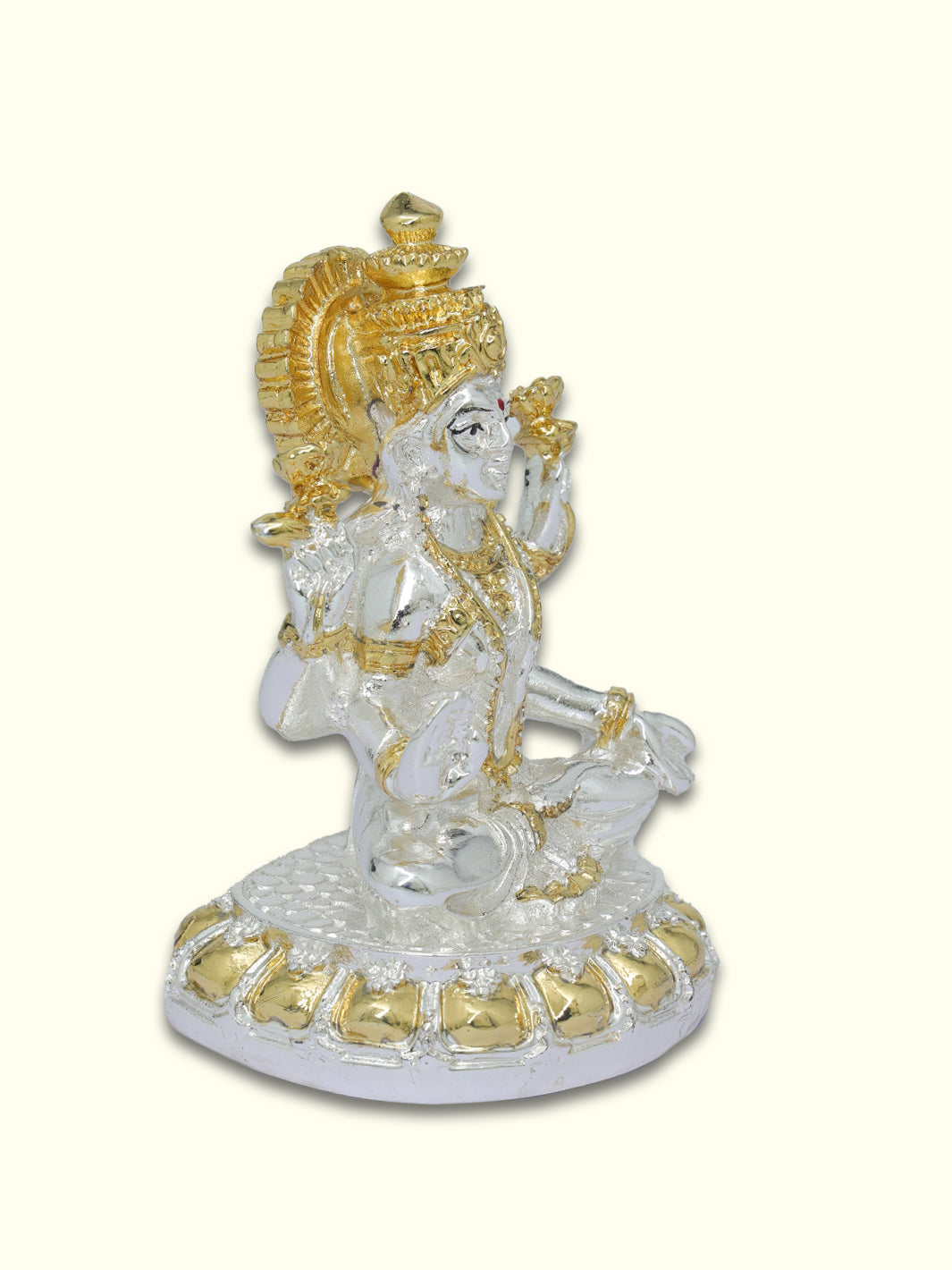 3.75" Lakshmi Sitting on Throne (Silver with Gold Colour)