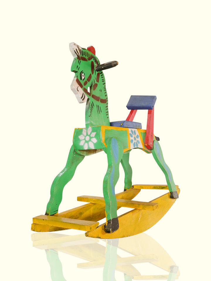 30" Wooden Multi-colour Rocking Horse for Kids