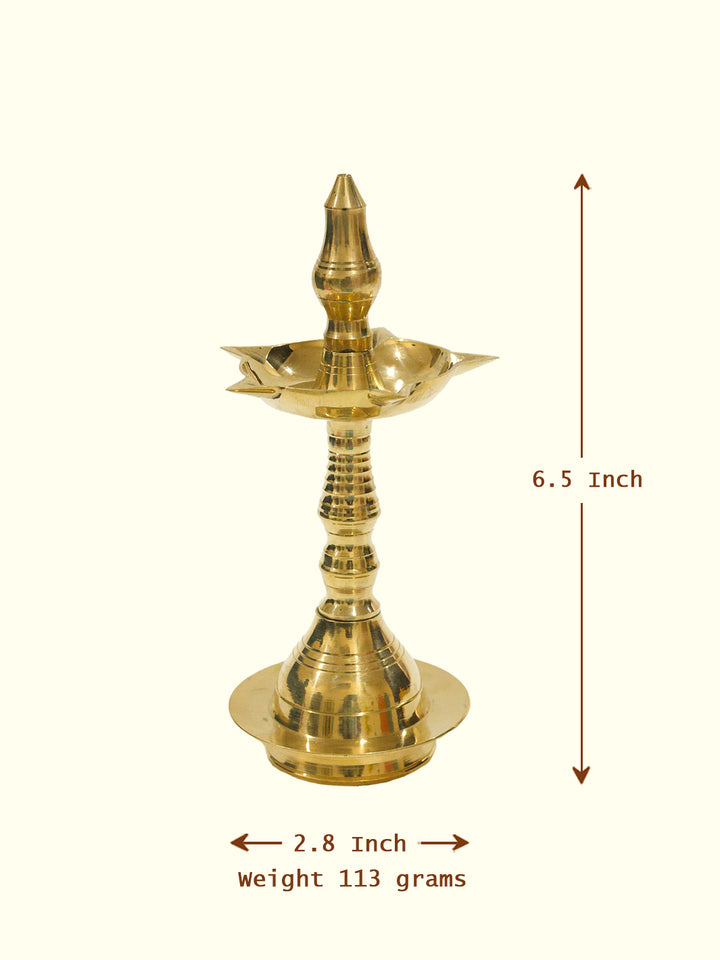 6.5" Brass Fancy Kerala Kuthu Vilakku