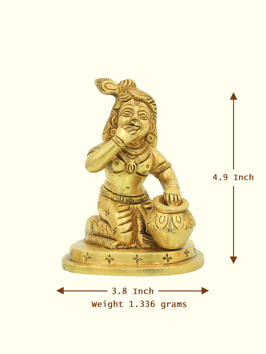 4.9" Brass Bala Krishna Idol