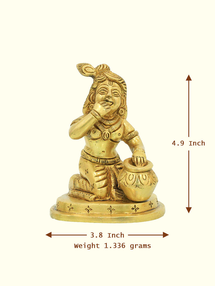 4.9" Brass Bala Krishna Idol