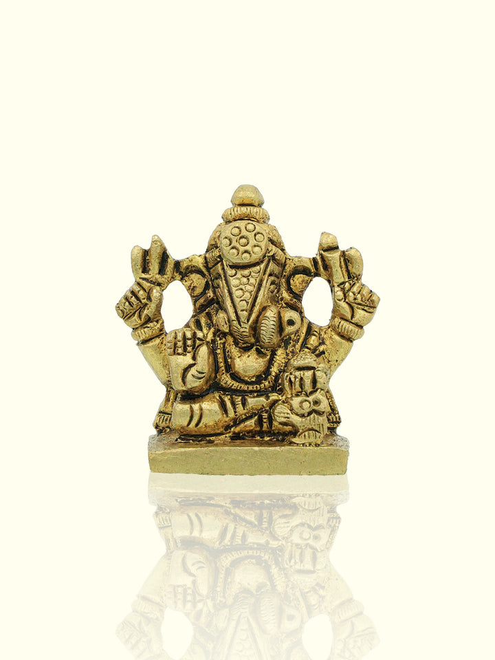 1.6" Brass Square Base Ganesh Poona