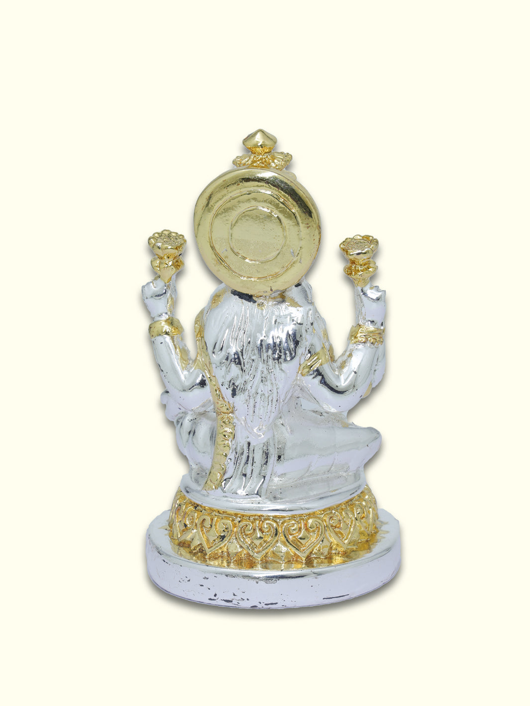 4.25" Lakshmi Sitting on Throne (Silver with Gold Colour)