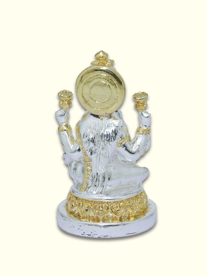 4.25" Lakshmi Sitting on Throne (Silver with Gold Colour)