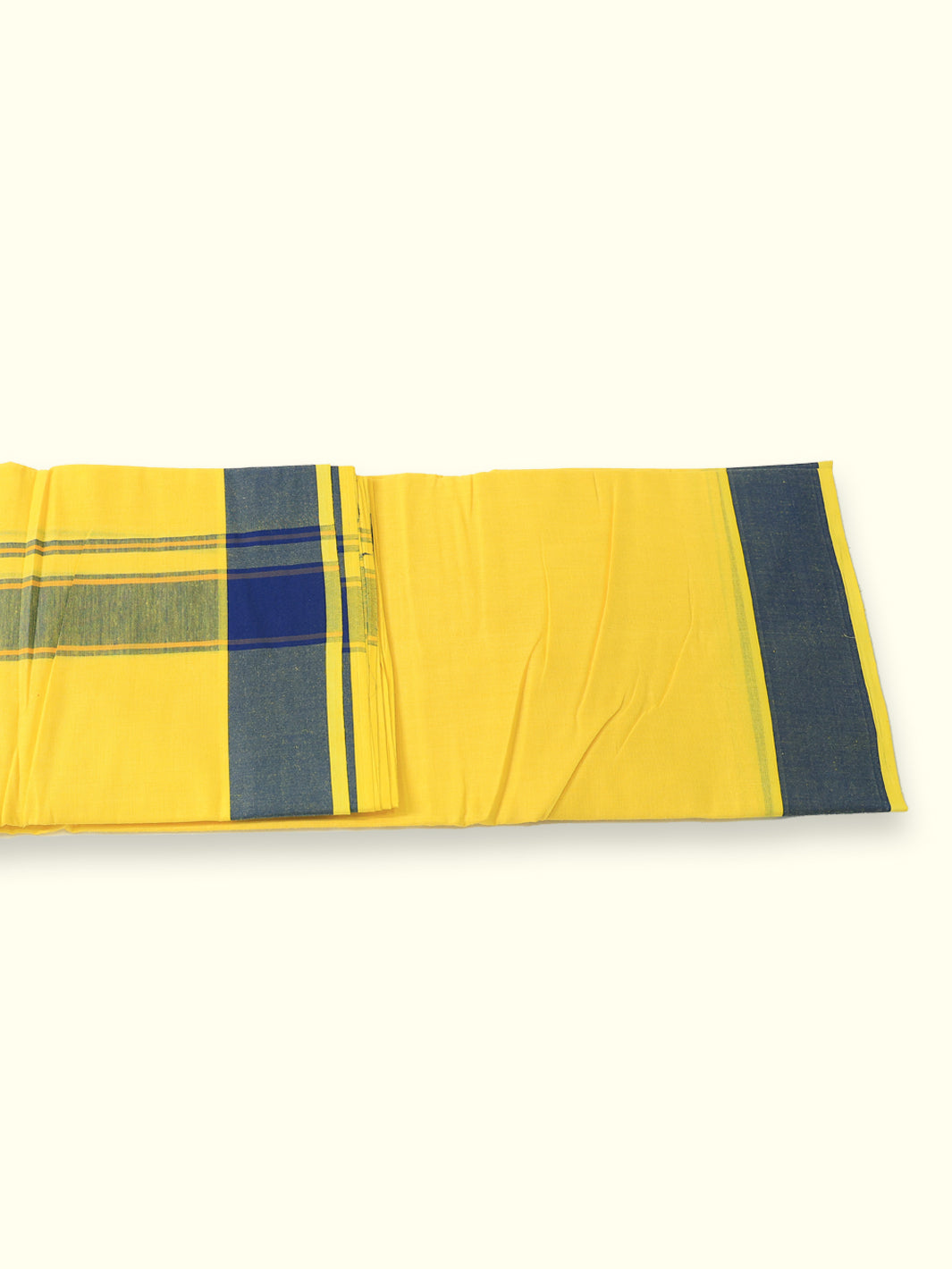 Men’s Single Dhoti - Yellow with Blue Border