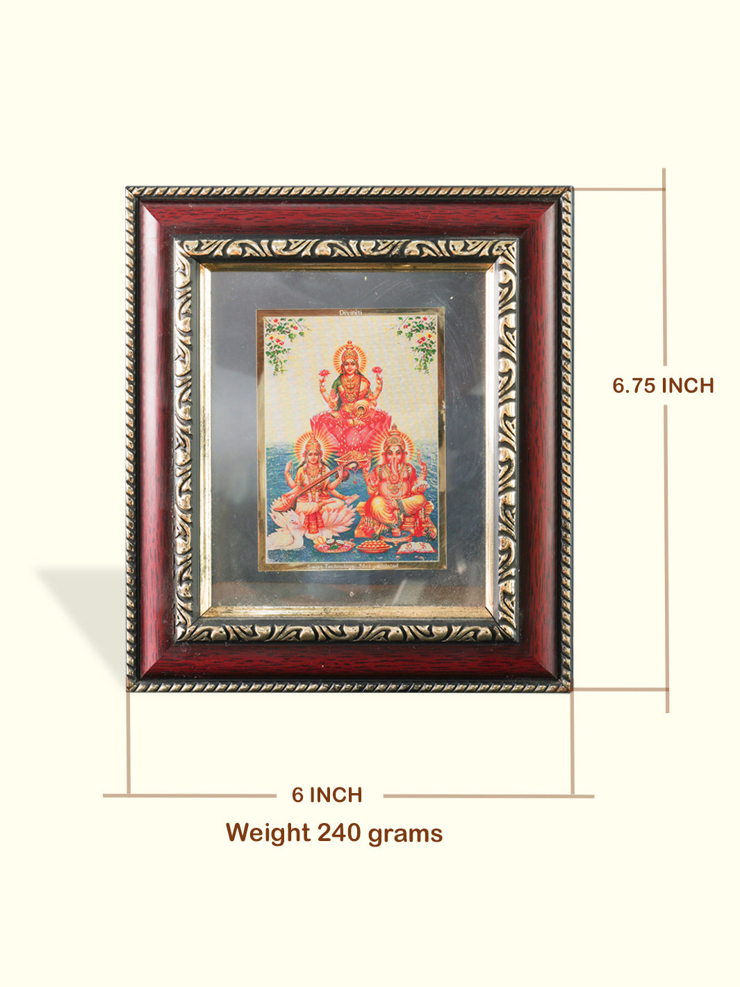 6.75" Lakshmi, Saraswathi & Ganapathy Fancy Photo Frame