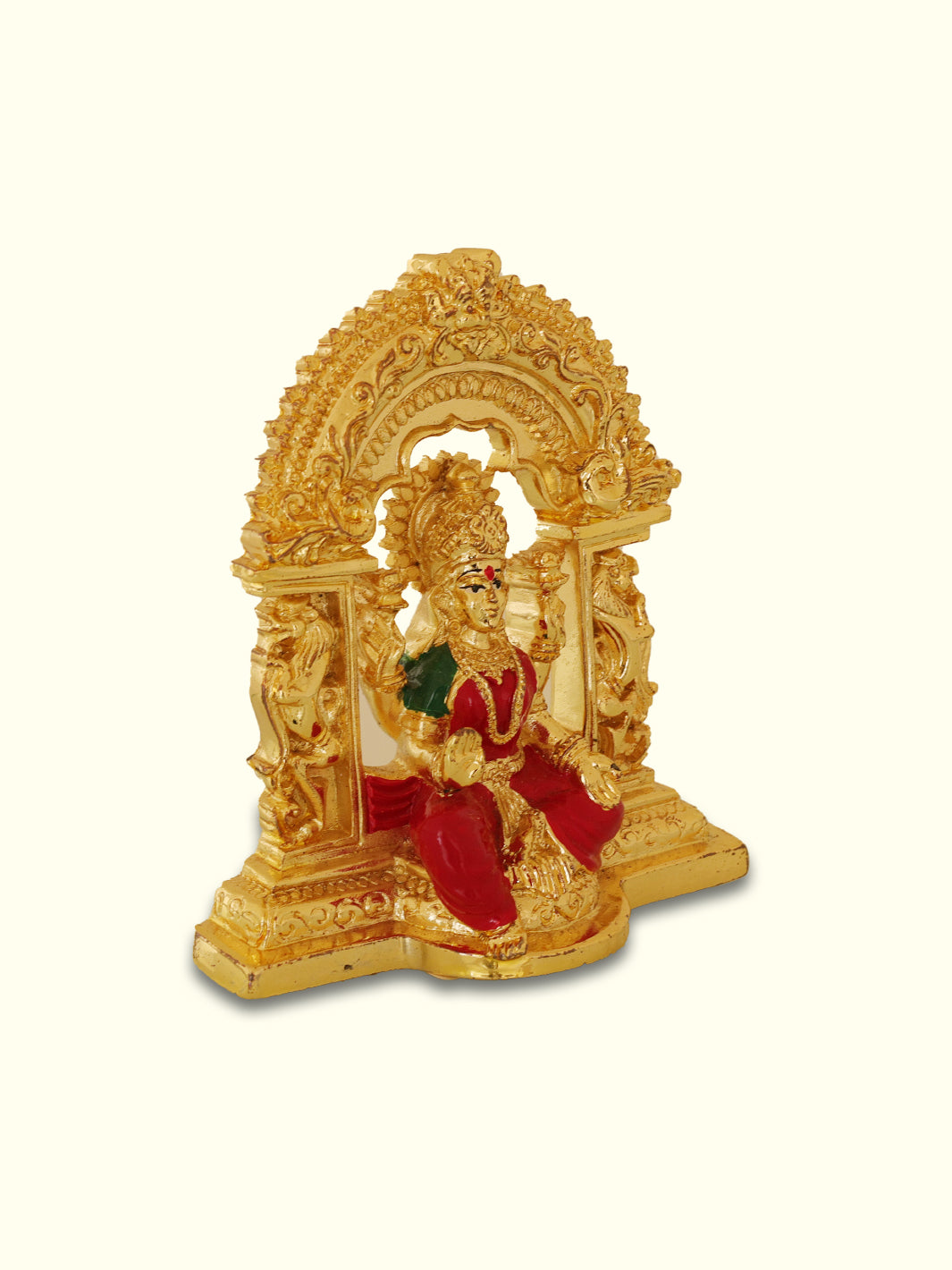 4" Lakshmi with Red Sari and Arch Design