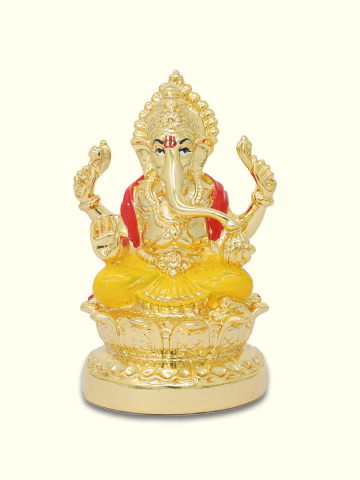 3.5" Ganapathy Sitting on Lotus (Gold Colour)