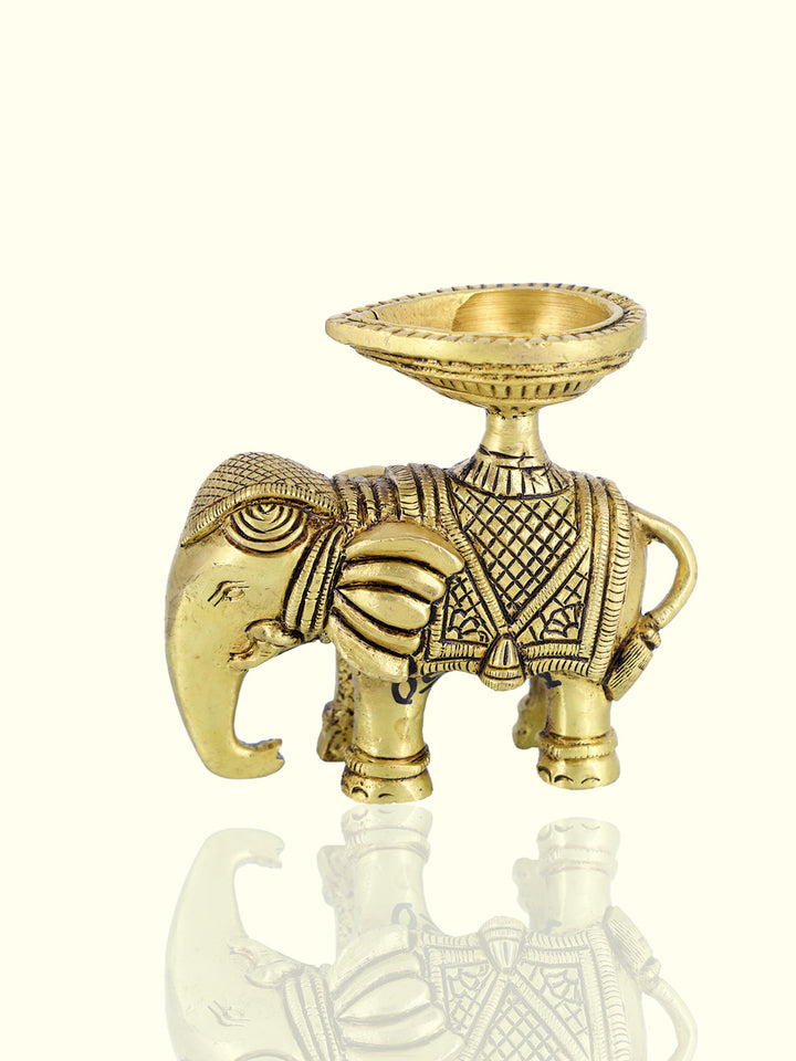 3.5" Brass Elephant Deepam